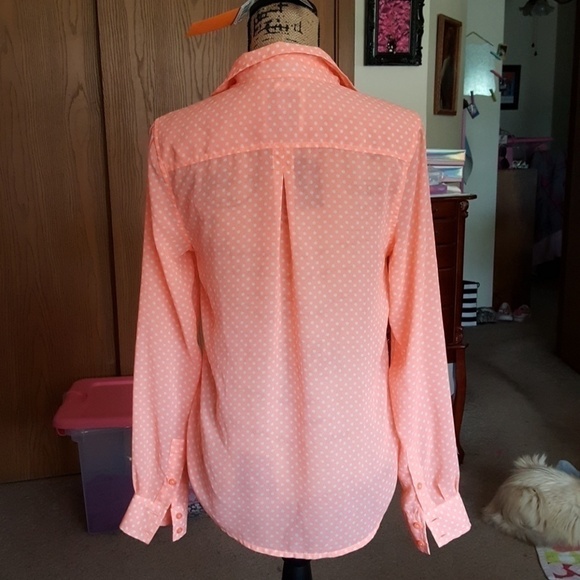 Small Peach American eagle button up sheer shirt. - Picture 3 of 3